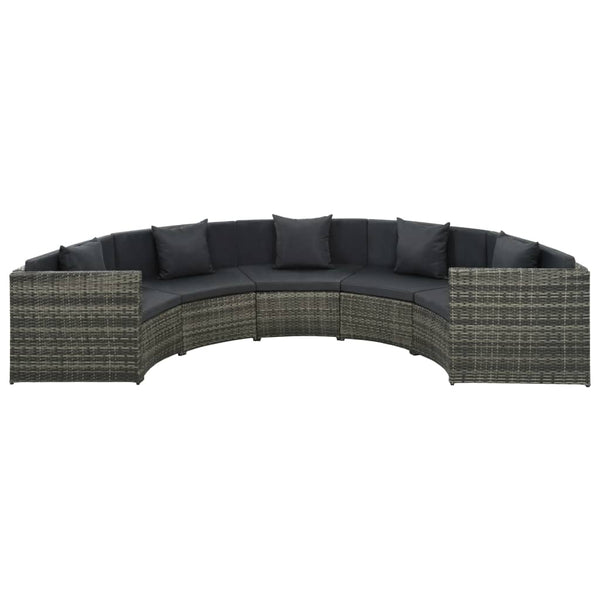 Vidaxl 7 Piece Garden Lounge Set With Cushions Poly Rattan Grey Loungers