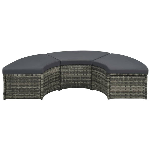 Vidaxl 7 Piece Garden Lounge Set With Cushions Poly Rattan Grey Loungers