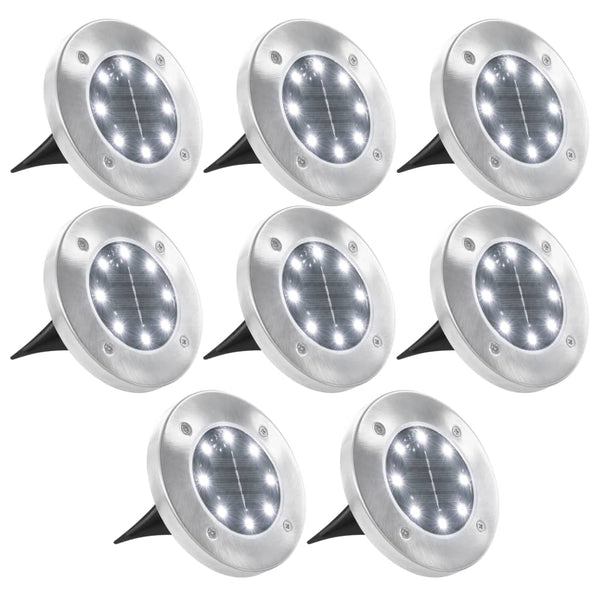 Vidaxl Solar Ground Lights 8 Pcs Led White Landscape & Walkway Lights