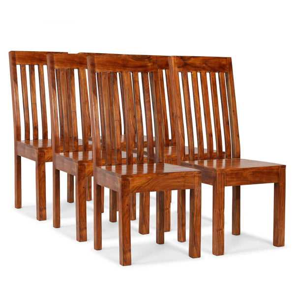 6 Pcs Solid Wood With Sheesham Finish Modern Dining Chairs