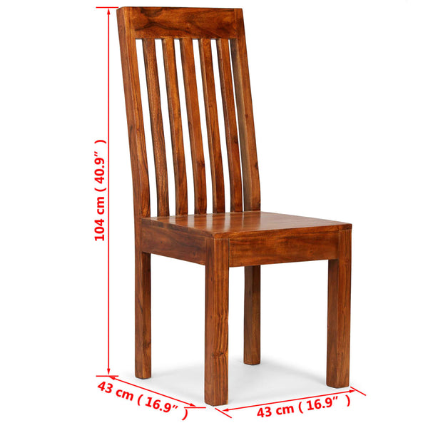 6 Pcs Solid Wood With Sheesham Finish Modern Dining Chairs