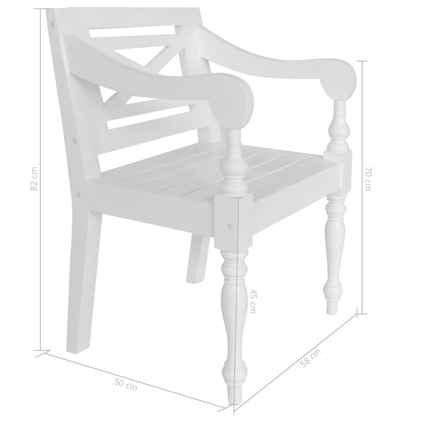Batavia Chairs 2 Pcs White Solid Mahogany Wood