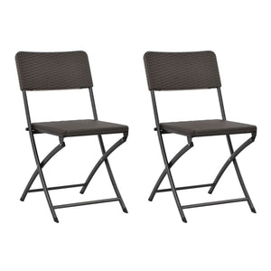 Folding Garden Chairs 2 Pcs Hdpe And Steel Brown