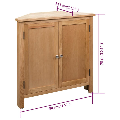 Corner Cabinet 80X33.5X78 Cm Solid Oak Wood