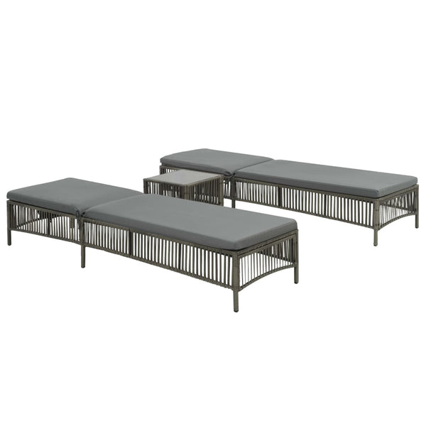 Vidaxl Sun 2 Pcs With Table Poly Rattan Grey Loungers