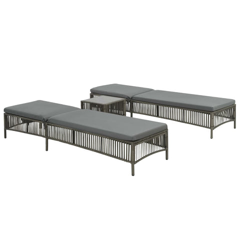 Vidaxl Sun 2 Pcs With Table Poly Rattan Grey Loungers
