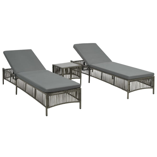 Vidaxl Sun 2 Pcs With Table Poly Rattan Grey Loungers
