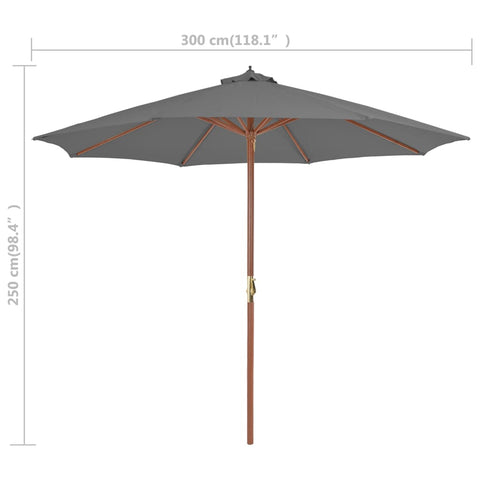Outdoor Parasol With Wooden Pole 300 Cm