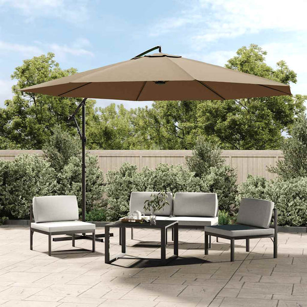 Vidaxl Cantilever Garden Parasol With Aluminium Pole 350 Cm Taupe Patio Umbrellas