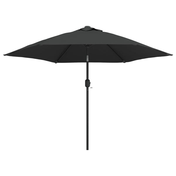 Outdoor Parasol With Led Lights And Steel Pole 300Cm Anthracite
