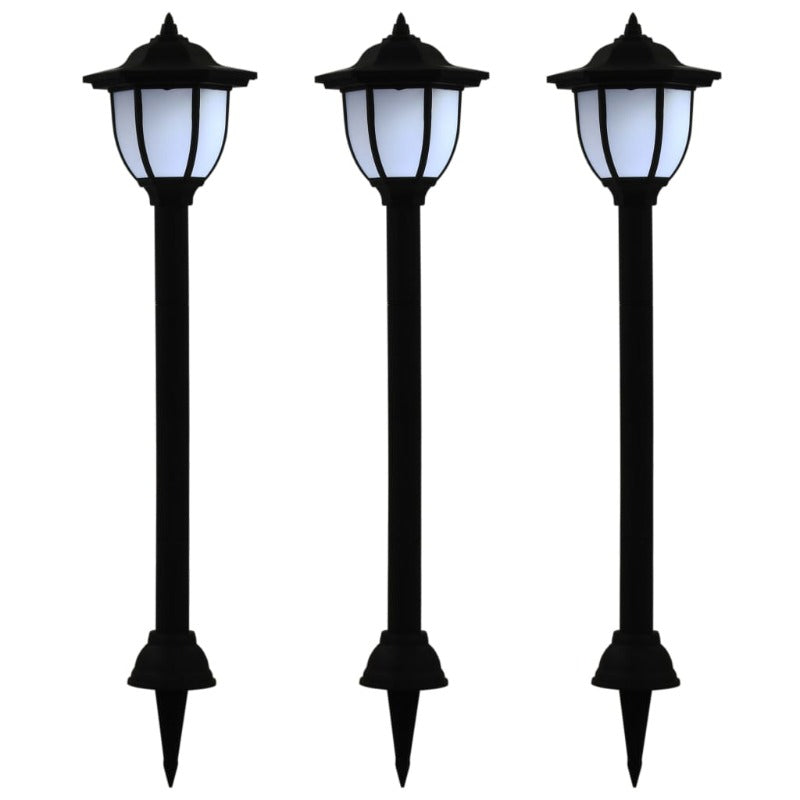 Lanterns Outdoor Solar Lamps 3 Pcs Led Black