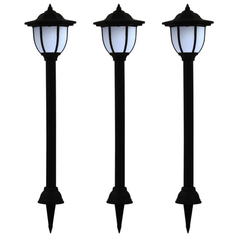 Outdoor Solar Lamps 3 Pcs Led Black Lanterns