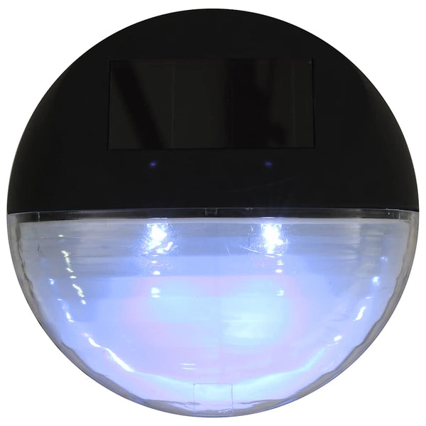 Vidaxl Outdoor Solar Wall Lamps Led 12 Pcs Round Black Wall Lights