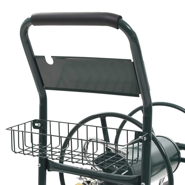 Garden Hose Trolley With 1/2" Connector 75M Capacity Steel Green Hoses