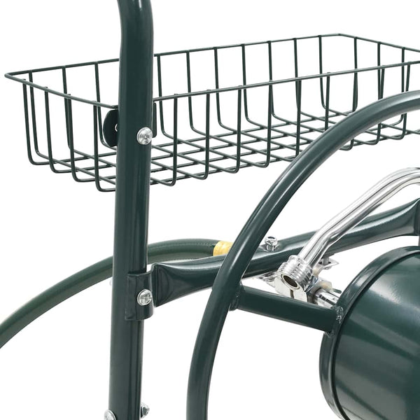 Garden Hose Trolley With 1/2" Connector 75M Capacity Steel Green Hoses