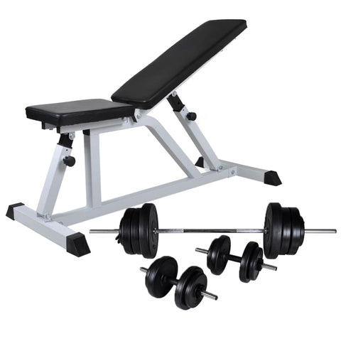 Weights Benches Workout Bench With Barbell And Dumbbell Set 60.5 Kg