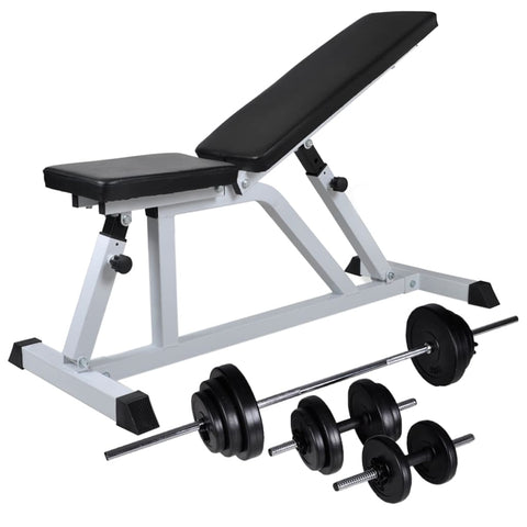 Workout Bench With Barbell And Dumbbell Set 30.5 Kg Barbells & Attachments
