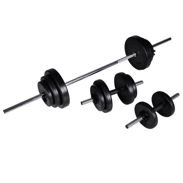 Vidaxl Workout Bench With Barbell And Dumbbell Set 30.5 Kg Weights Benches