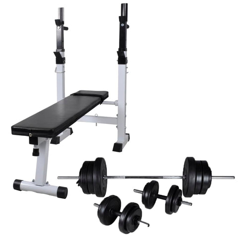 Workout Bench With Weight Rack Barbell And Dumbbell Set 60.5Kg Home Gyms