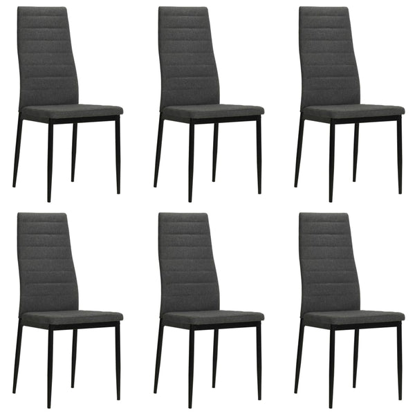 6 Pcs Dark Grey Fabric Dining Chairs