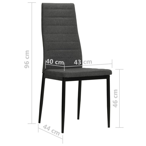 6 Pcs Dark Grey Fabric Dining Chairs