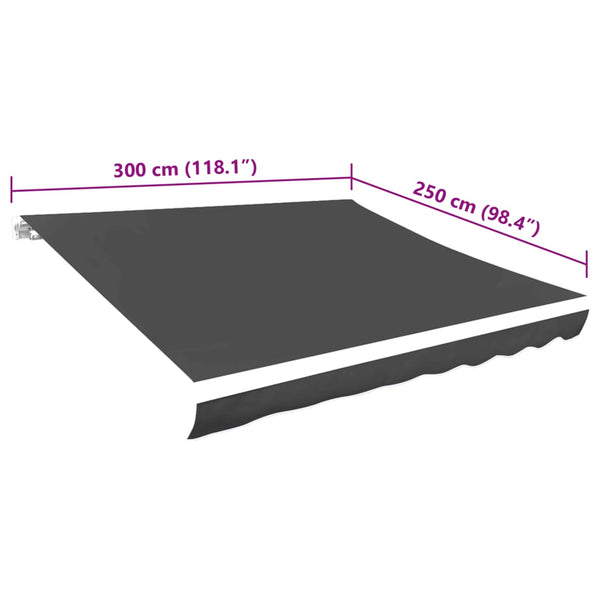Awning Top Sunshade Canvas Anthracite 300X250 Cm Awning & Canopy Parts