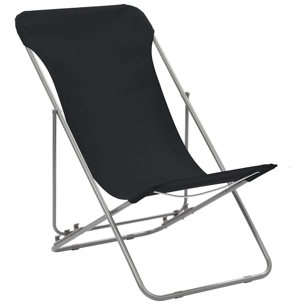 Folding Chairs 2 Pcs Steel And Oxford Fabric Black Patio Chairs