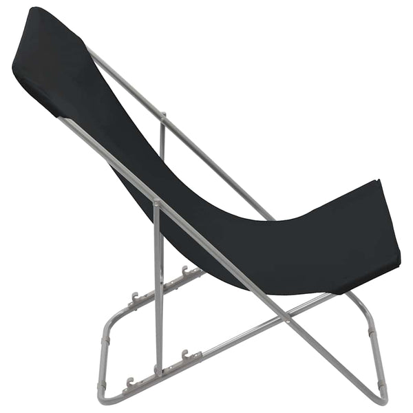 Folding Chairs 2 Pcs Steel And Oxford Fabric Black Patio Chairs