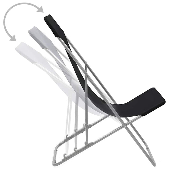 Folding Chairs 2 Pcs Steel And Oxford Fabric Black Patio Chairs