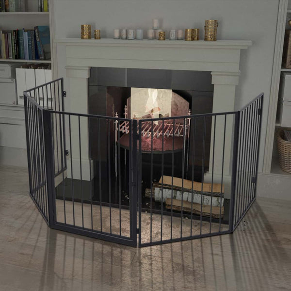 Vidaxl Fireplace Fence For Pets Black Steel Fences & Pens