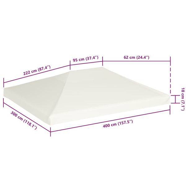 Vidaxl Gazebo Top Cover 310 G/Ma 4X3 Cream White Tent & Canopy Accessories