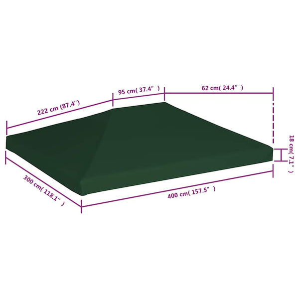 Vidaxl Gazebo Top Cover 310 G/Ma 4X3 Green Tent & Canopy Accessories