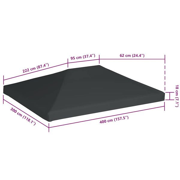 Vidaxl Gazebo Top Cover 310 G/Ma 4X3 Grey Tent & Canopy Accessories