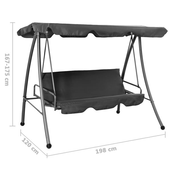 Outdoor Swing Bench With Canopy Anthracite 192X118x175 Cm Steel