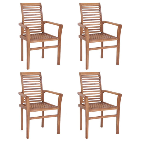 Stacking 4 Pcs Solid Teak Dining Chairs