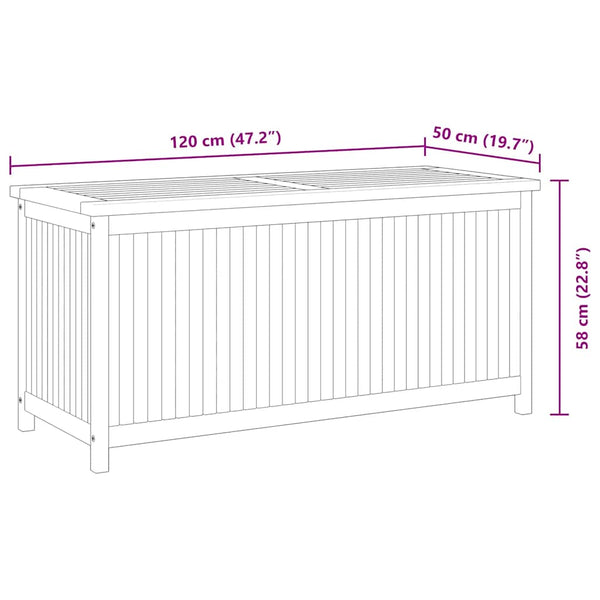 Vidaxl Garden Storage Box 120X50x58 Cm Solid Teak Wood Storage Deck Boxes