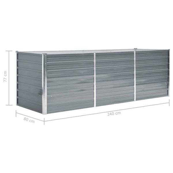 Vidaxl Garden Raised Bed Galvanised Steel 240X80x77 Cm Grey Raised Garden Beds
