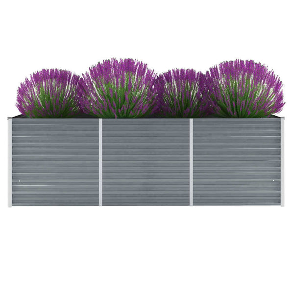 Vidaxl Garden Raised Bed Galvanised Steel 240X80x77 Cm Grey Raised Garden Beds