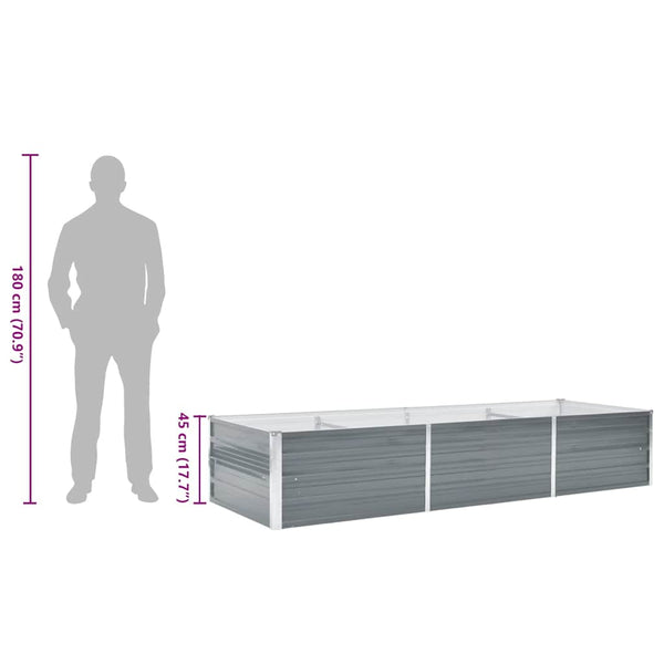 Vidaxl Garden Raised Bed Galvanised Steel 240X80x45 Cm Grey Raised Garden Beds