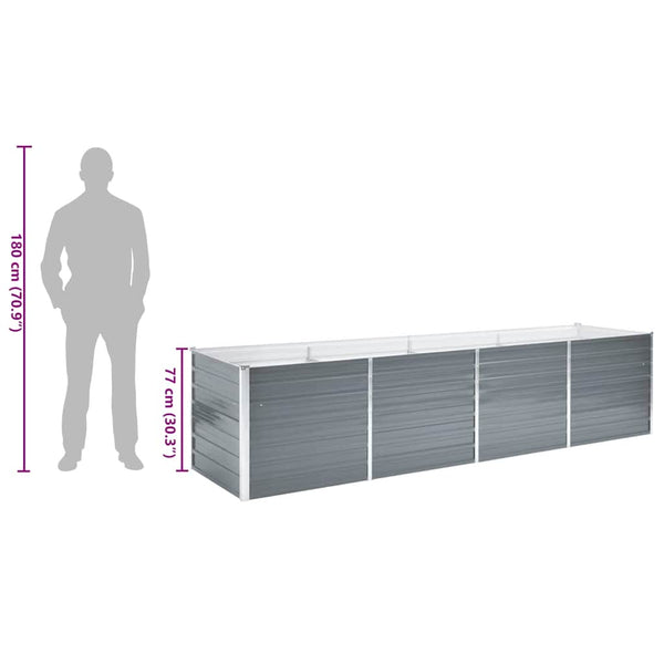 Vidaxl Garden Raised Bed Galvanised Steel 320X80x77 Cm Grey Raised Garden Beds