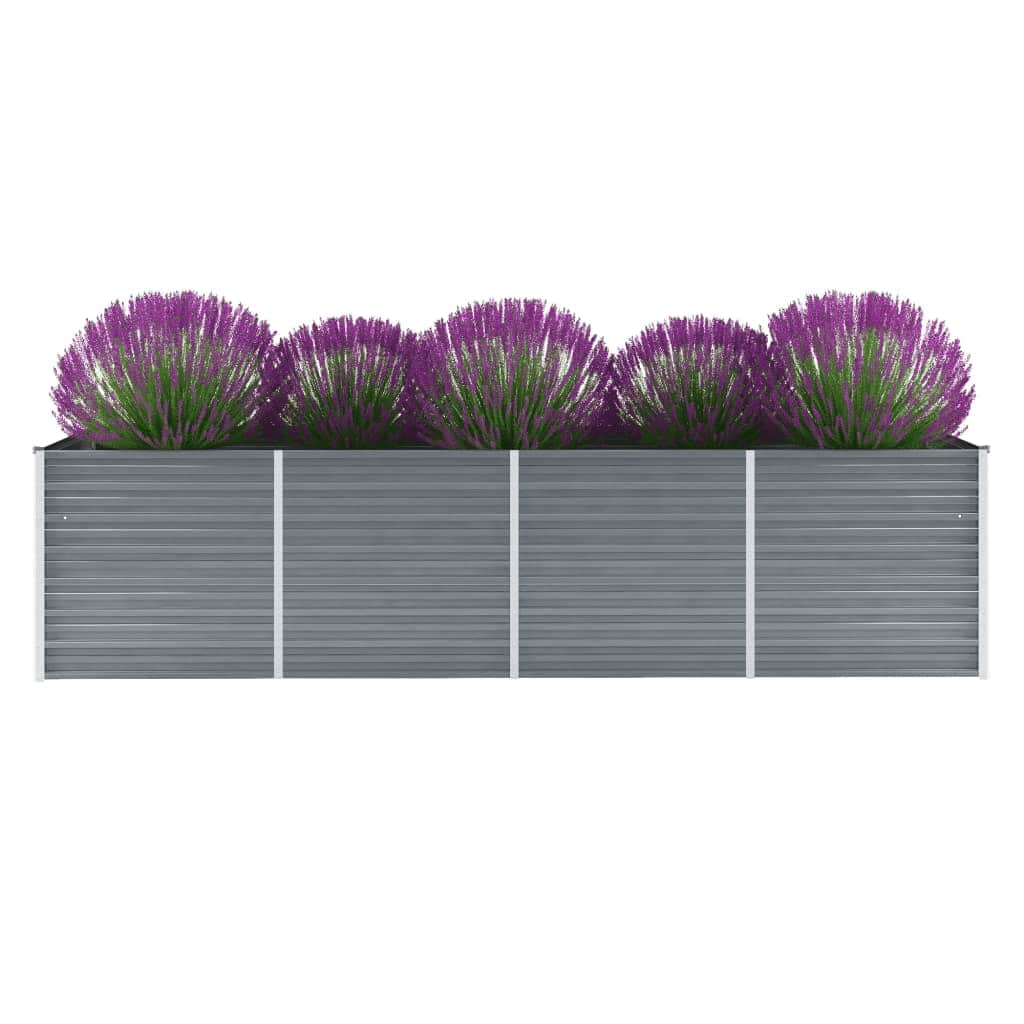 Vidaxl Garden Raised Bed Galvanised Steel 320X80x77 Cm Grey Raised Garden Beds