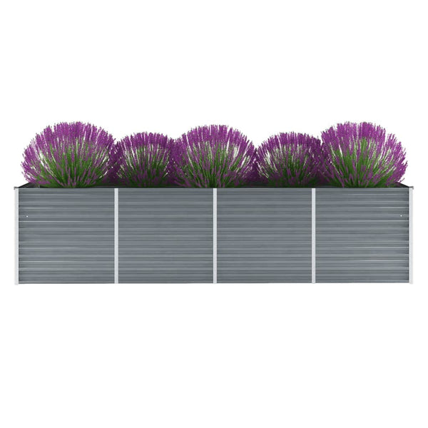 Vidaxl Garden Raised Bed Galvanised Steel 320X80x77 Cm Grey Raised Garden Beds