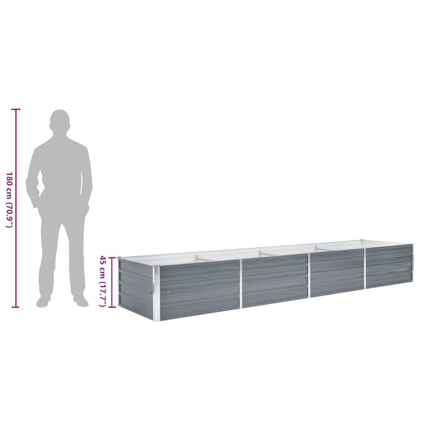 Vidaxl Garden Raised Bed Galvanised Steel 320X80x45 Cm Grey Raised Garden Beds
