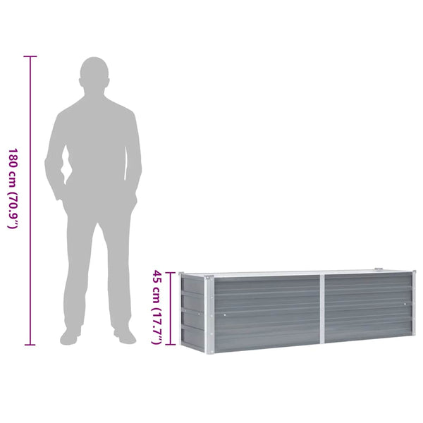 Vidaxl Garden Raised Bed Galvanised Steel 160X40x45 Cm Grey Raised Garden Beds