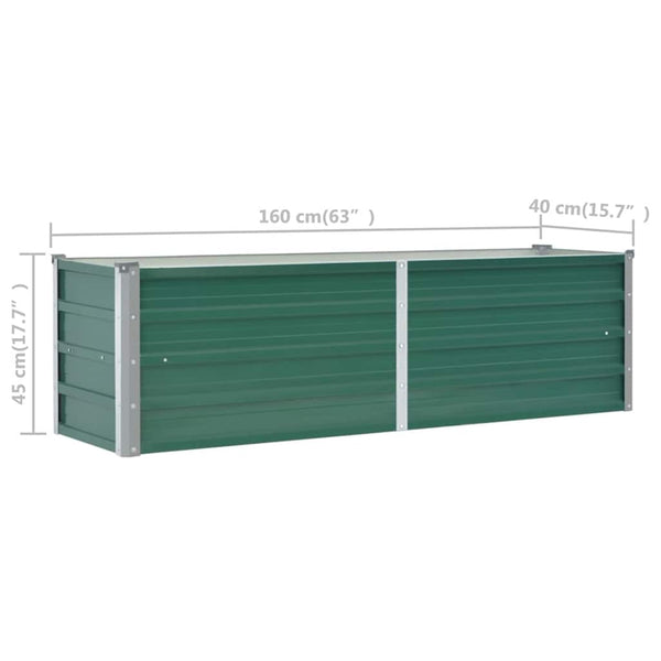 Vidaxl Garden Raised Bed Galvanised Steel 160X40x45 Cm Green Raised Garden Beds