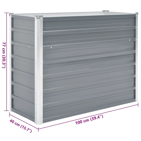 Vidaxl Garden Raised Bed Galvanised Steel 100X40x77 Cm Grey Raised Garden Beds