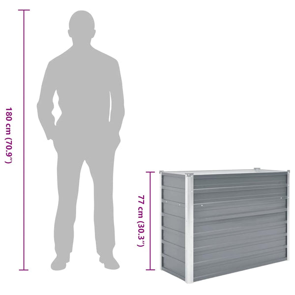 Vidaxl Garden Raised Bed Galvanised Steel 100X40x77 Cm Grey Raised Garden Beds