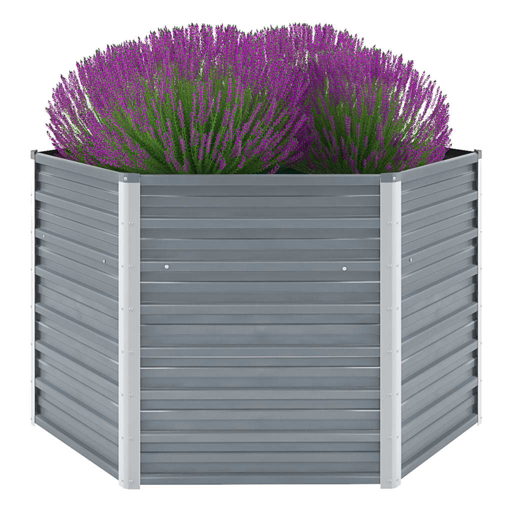 Vidaxl Garden Raised Bed Galvanised Steel 129X129x77 Cm Grey Raised Garden Beds
