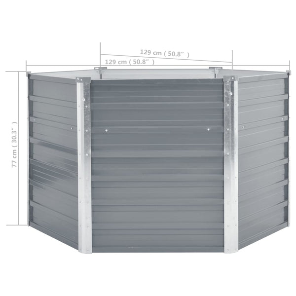 Vidaxl Garden Raised Bed Galvanised Steel 129X129x77 Cm Grey Raised Garden Beds