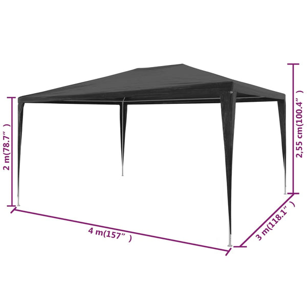 Vidaxl Party Tent 3X4 M Pe Anthracite Marquees